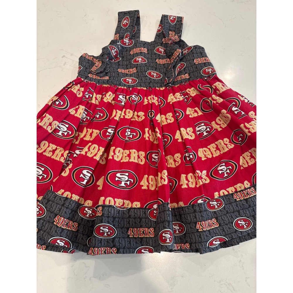 San Francisco 49ers Girls Handmade Dress Red Gold NFL Game Day